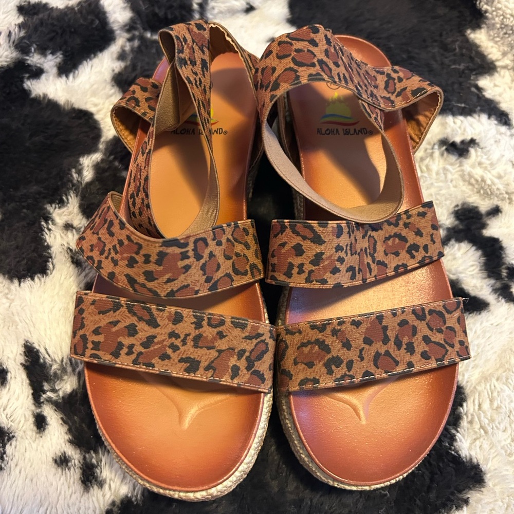 Women’s cheetah wedge sandals